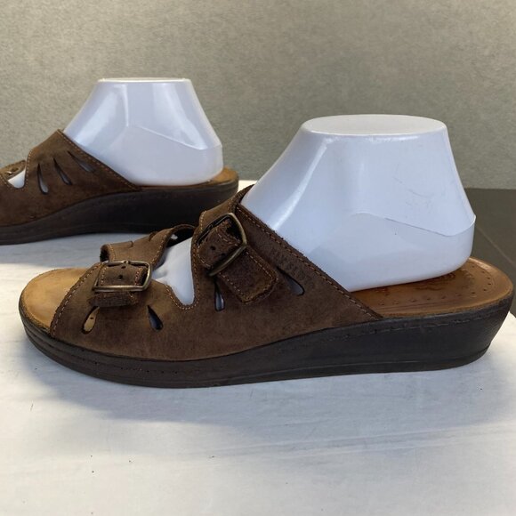 FLY FLOT Anatomic Womens Brown Leather Strappy Slides Sandals Size 42,ITALY - Picture 9 of 14